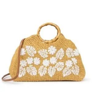 Serpui Woven Handbag with Floral Motif